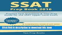 [Popular] Books SSAT Prep Book 2016: SSAT Upper Level Practice Test Questions and Test Prep Guide