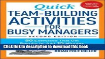 [Popular] Quick Team-Building Activities for Busy Managers: 50 Exercises That Get Results in Just