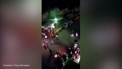 Video shows emergency services arriving at Hua Hin bomb scene