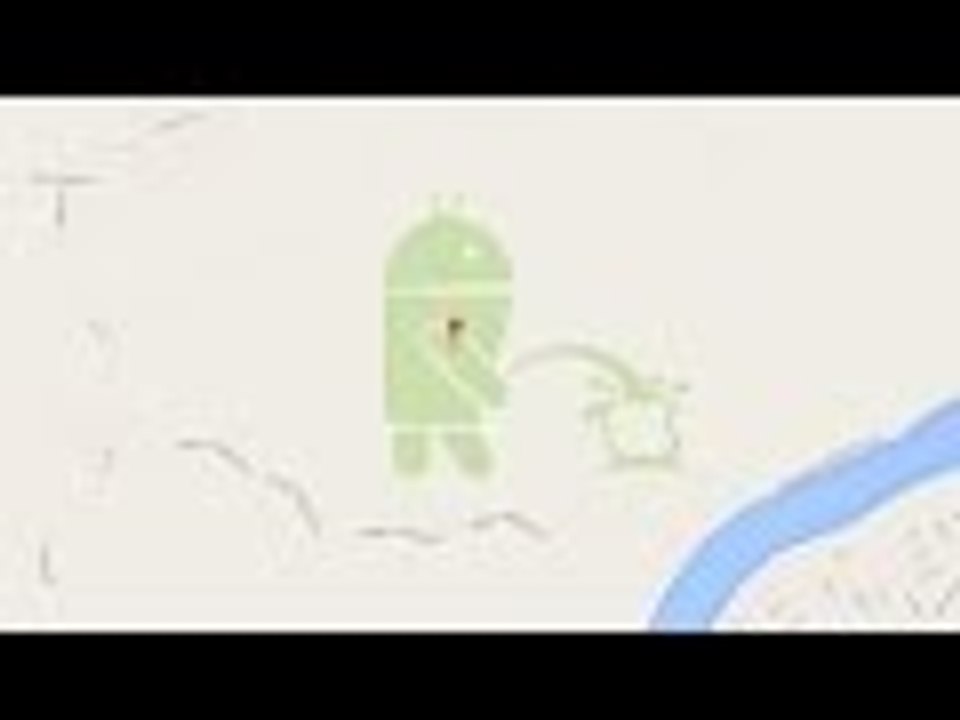 Google Maps: Android Logo peeing On Apple Logo