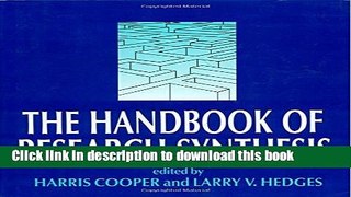 [Popular] The Handbook of Research Synthesis Kindle Online