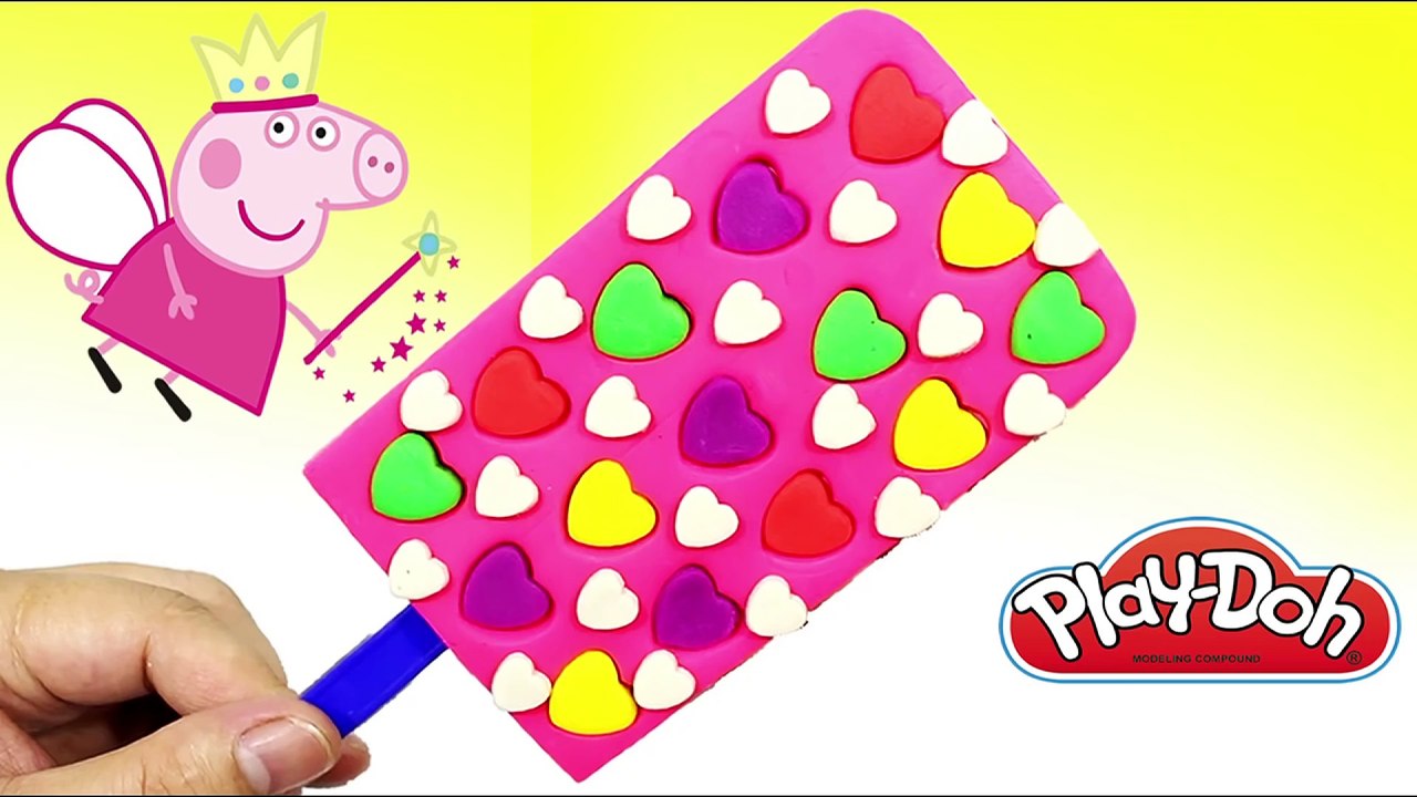 Play Doh Ice Cream Pink Heart Colorful Peppa Pig Toys Creative Video for Kids