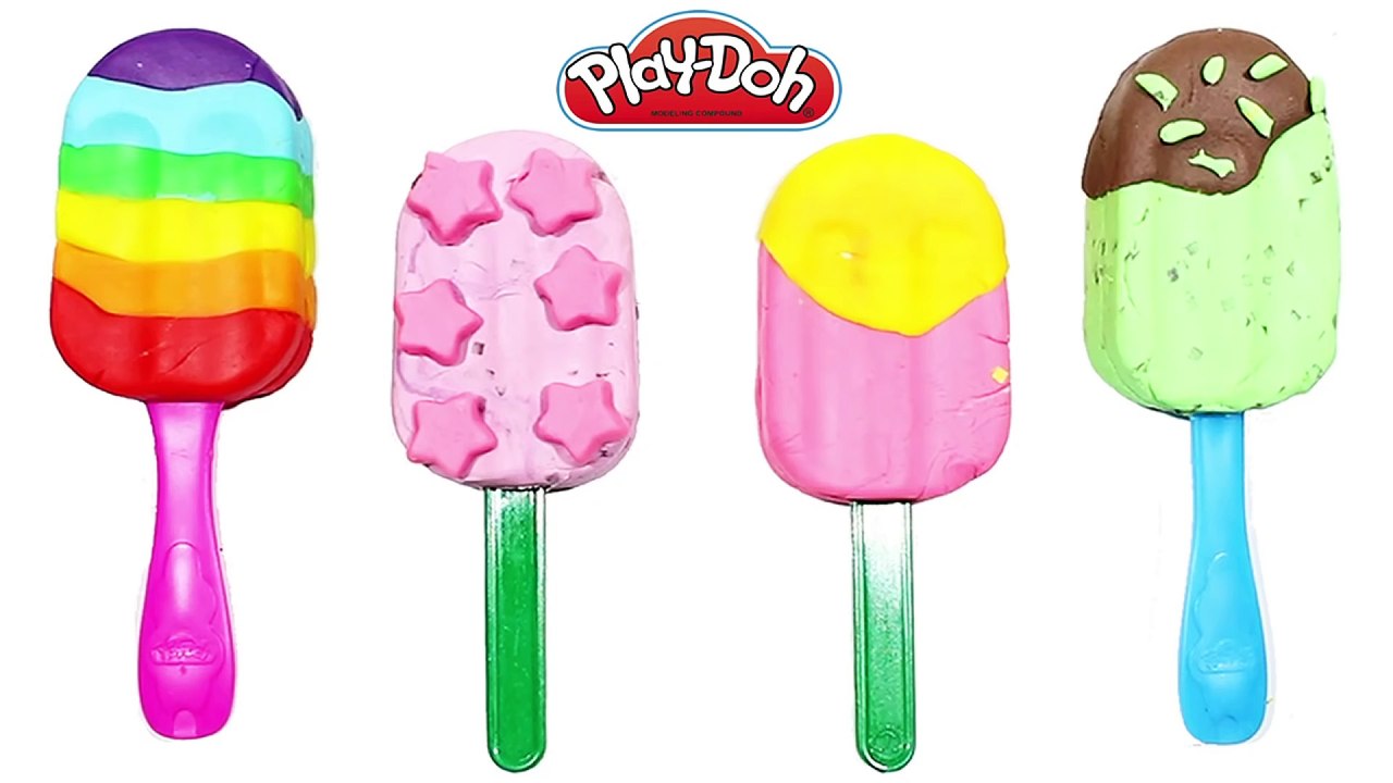 Play Doh Popsicle Rainbow DIY Ice Cream Wonderful for Peppa Pig español Funny Video for Kids