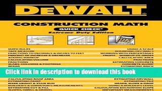 [Popular] DEWALTÂ® Construction Math Quick Check: Extreme Duty Edition Paperback Collection