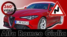 360° Drive Alfa Romeo Giulia QV on Mountain Road in Italy Test VR Driving 360 degrees