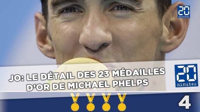 JO: Le détail des 23 médailles d'or de Michael Phelps