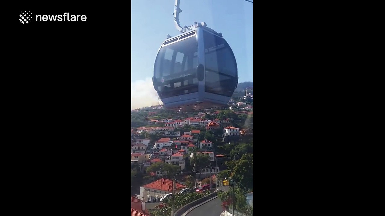 Madeira wildfire filmed from cable car