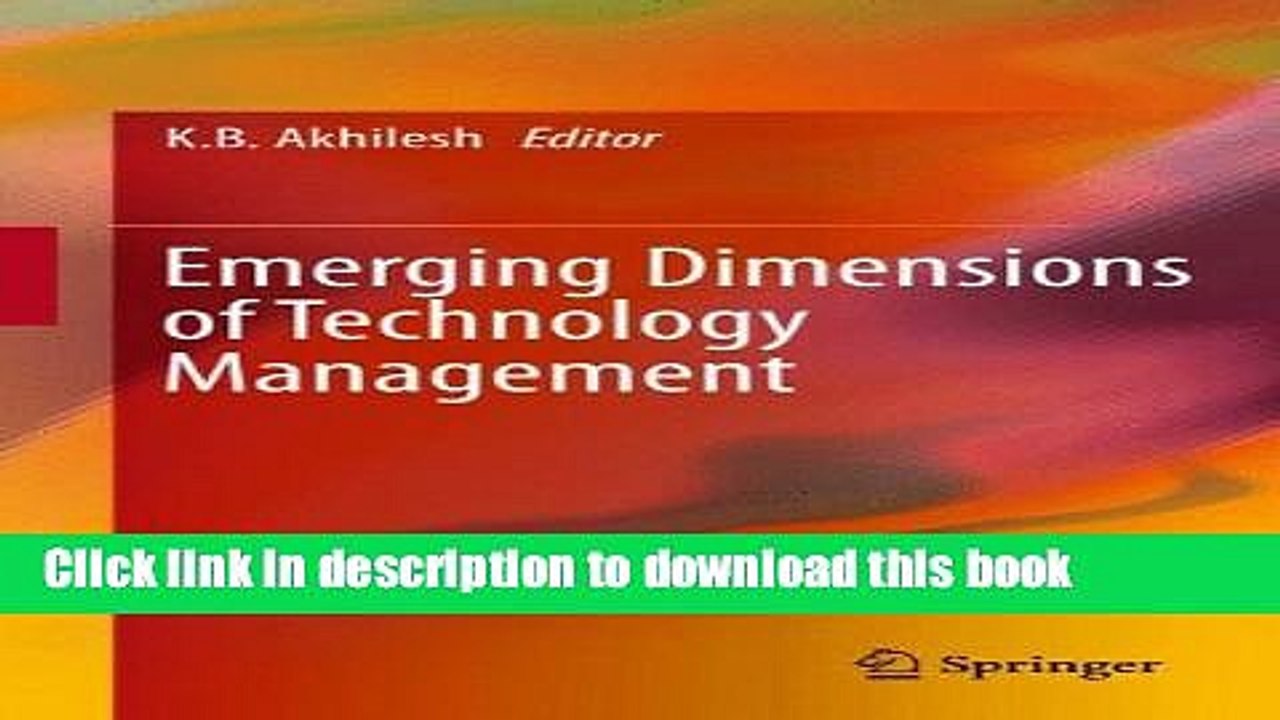 [Download] Emerging Dimensions of Technology Management Paperback Free