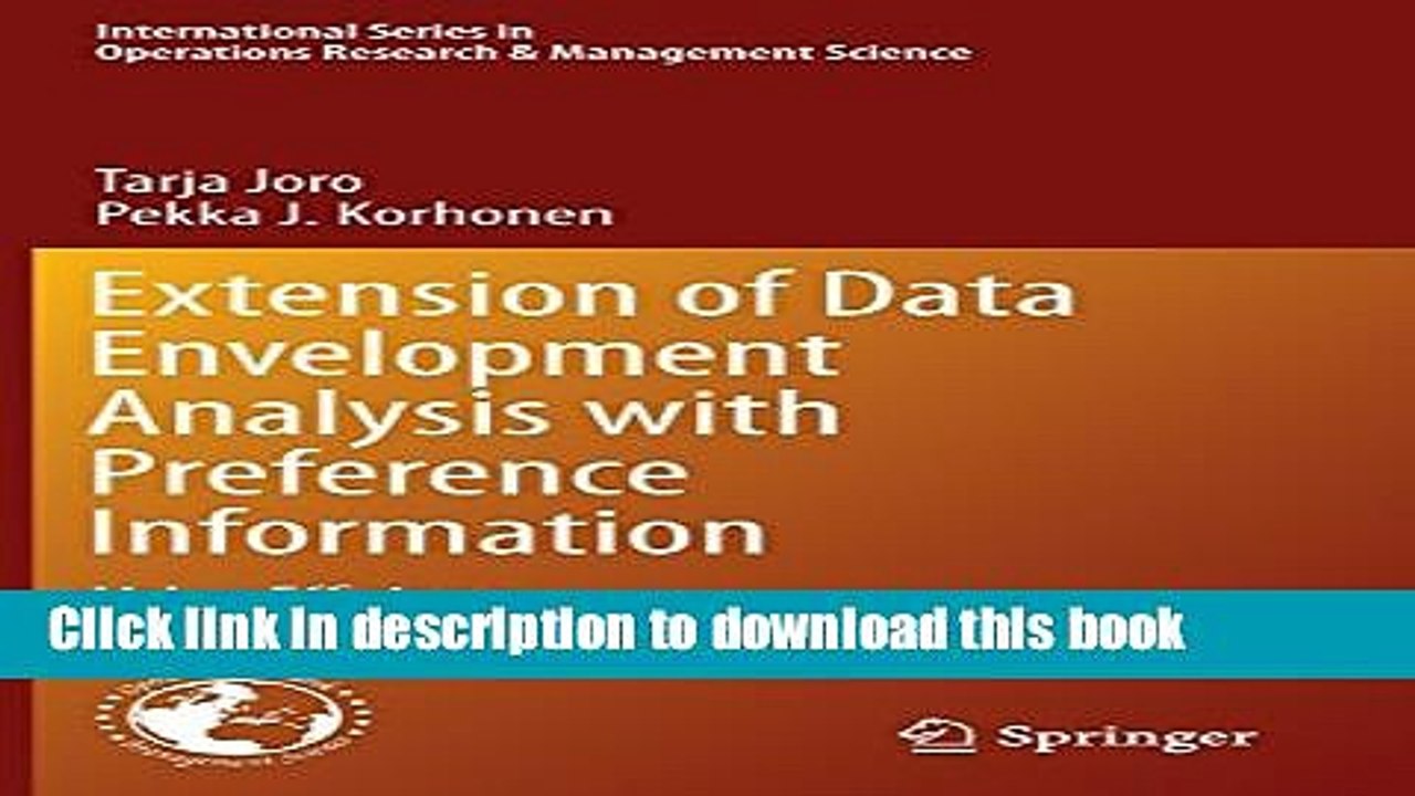 [Download] Extension of Data Envelopment Analysis with Preference Information: Value Efficiency