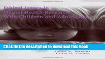 Ebook Ethical Issues in Mental Health Research With Children and Adolescents Free Online