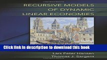 [Popular] Recursive Models of Dynamic Linear Economies Hardcover Free