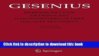 [Popular] HebrÃ¤isches und AramÃ¤isches HandwÃ¶rterbuch Ã¼ber das Alte Testament: Gesamtausgabe