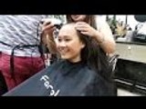 Girl headshave bald with a clipper