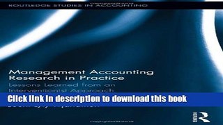 Books Management Accounting Research in Practice: Lessons Learned from an Interventionist Approach