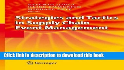 [Download] Strategies and Tactics in Supply Chain Event Management Hardcover Online