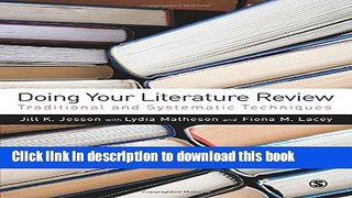 [Popular] Doing Your Literature Review: Traditional and Systematic Techniques Kindle Free