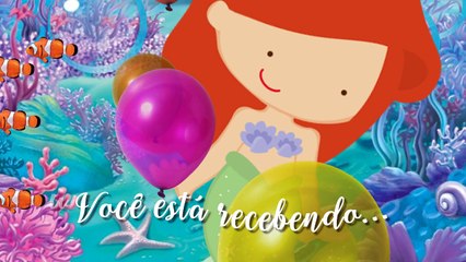 Pequena Sereia Cute - Convite Animado