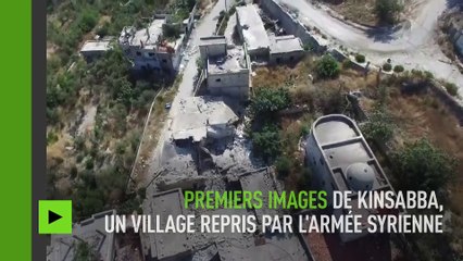 Un drone filme les restes du village de Kinsabba, champ de bataille de la guerre syrienne