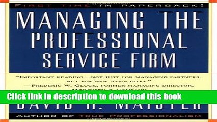 [Popular] Managing The Professional Service Firm Paperback Online