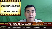 Toronto Blue Jays vs. Houston Astros Pick Prediction MLB Baseball Odds Series Preview