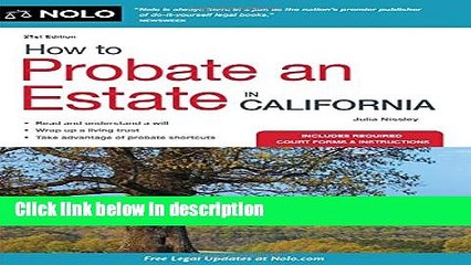 [PDF] How to Probate an Estate in California (How to Probate an Estate in Calfornia) Book Online