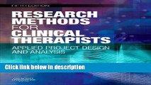 [PDF] Research Methods for Clinical Therapists: Applied Project Design and Analysis, 5e Ebook Online