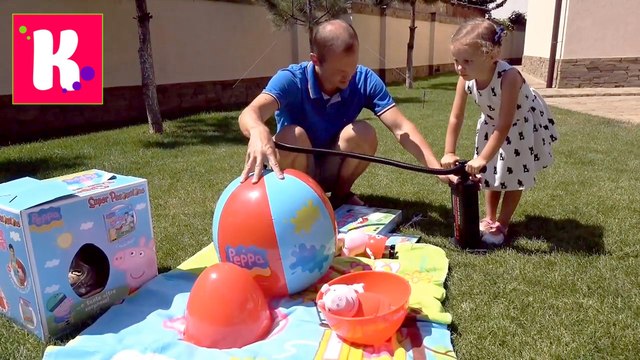 Свинка Пеппа СУПЕР огромная коробка с игрушками у Мисс Кати Сюрприз из Италии в Бассейне с мячиком Пеппа Пиг новое водео