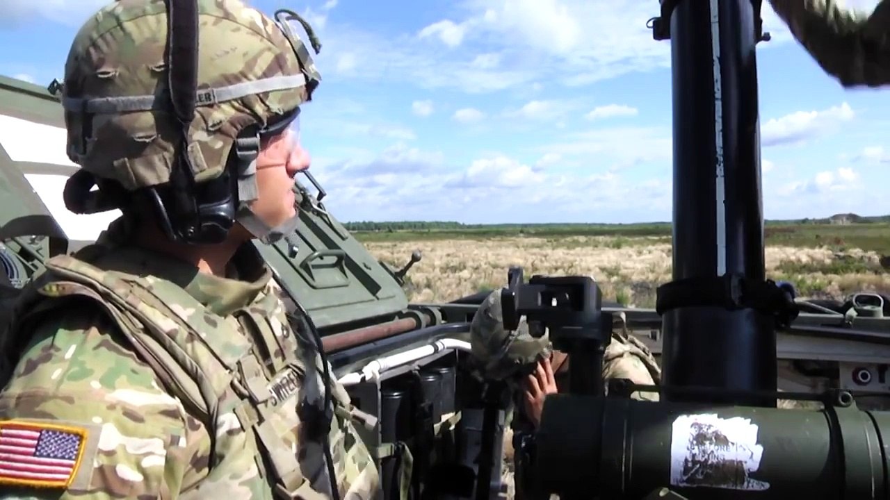 US Powerful Armored Mortar in Action M1129 120mm Mortar Carrier