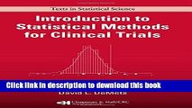 [Popular Books] Introduction to Statistical Methods for Clinical Trials (Chapman   Hall/CRC Texts