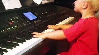 3 Year Old Child So Excited Playing Piano (clavinova) - He Has So Much Fun W/His Music!