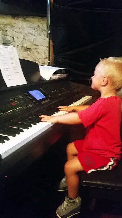 3 Year Old Child So Excited Playing Piano (clavinova) - He Has So Much Fun W/His Music!