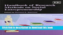 [Download] Handbook of Research Methods on Social Entrepreneurship (Elgar Original reference)