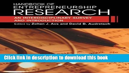 [Download] Handbook of Entrepreneurship Research: An Interdisciplinary Survey and Introduction