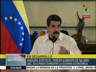 Maduro anuncia tercer aumento al salario mínimo de este 2016