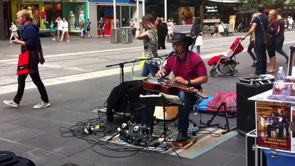 One man band - brilliant street performance by George kamikawa on burke street Melbourne