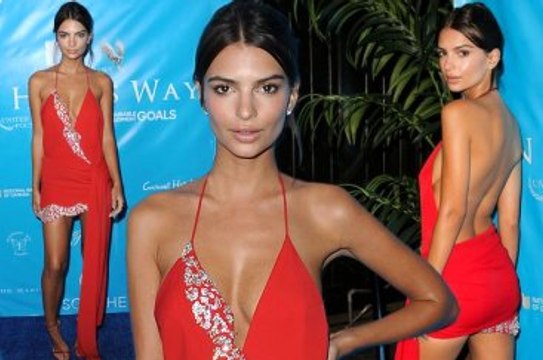 Emily Ratajkowski Kırmızı Elbisesiyle Büyüledi