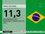 Crece el desempleo en Brasil en el segundo trimestre del año