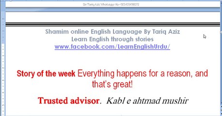 Vocabulary with Story of the week Everything happens for a reason and that’s great