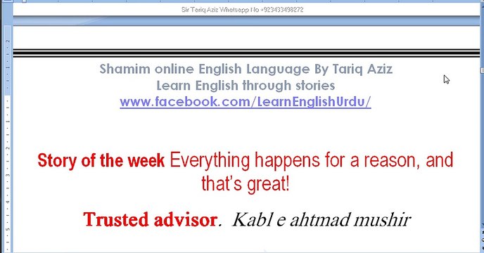 Vocabulary with Story of the week Everything happens for a reason and that’s great