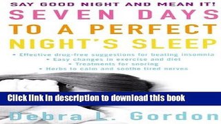[Popular] Seven Days to a Perfect Night s Sleep Kindle Free