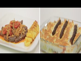 سجق بالبصل والزعتر و الطماطم - مكرونة فيونكات بالسجق | طبخة ونص الحلقة كاملة