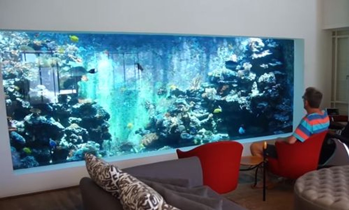 Il installe un aquarium géant de 30 000 litres dans sa maison !