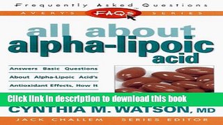 [Popular Books] FAQs All about Alpha-lipoic Acid (Freqently Asked Questions) Free Online
