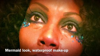Finding Dory mermaid style makeup, dark skin