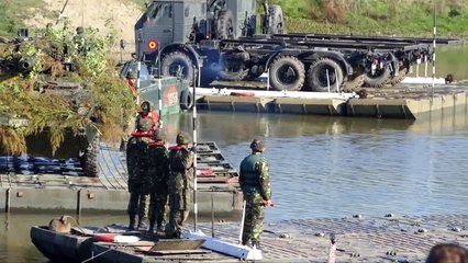 Powerful Armored Vehicles Crossing River  Anti-Aircraft Gepard M1128 StrykerEtc...