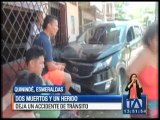 Dos muertos y un herido deja accidente de tránsito en Quinindé