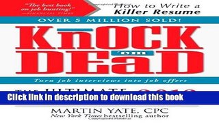 [Popular Books] Knock  em Dead 2012: The Ultimate Job Search Guide Free Online