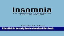 [Popular] Insomnia: Psychological Assessment and Management (Treatment Manuals for Practitioners)