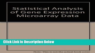 Books Statistical Analysis of Gene Expression Microarray Data Full Online
