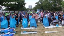 Sul-coreanos rapam cabeça em protesto contra THAAD dos EUA